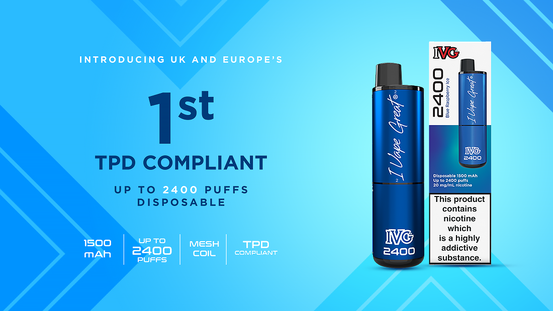 IVG Presents UK and EU's First TPD Compliant 2400 Puffs Disposable Bars
