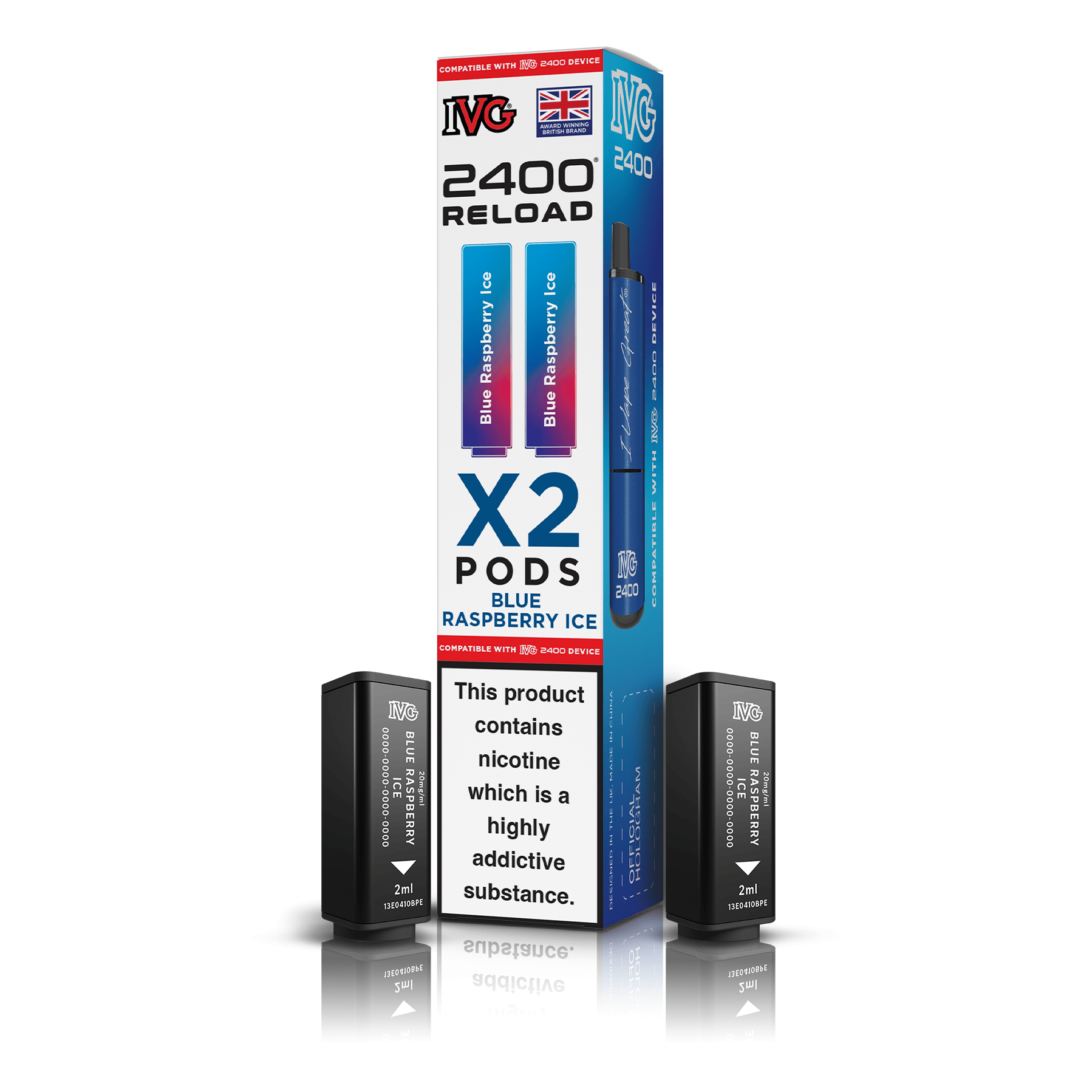 IVG 2400 Blue Raspberry Ice X2 Reload Pods | Up to 1,200 Puffs IVG 2400 Blue Raspberry Ice X2 Reload Pods | Up to 1,200 Puffs