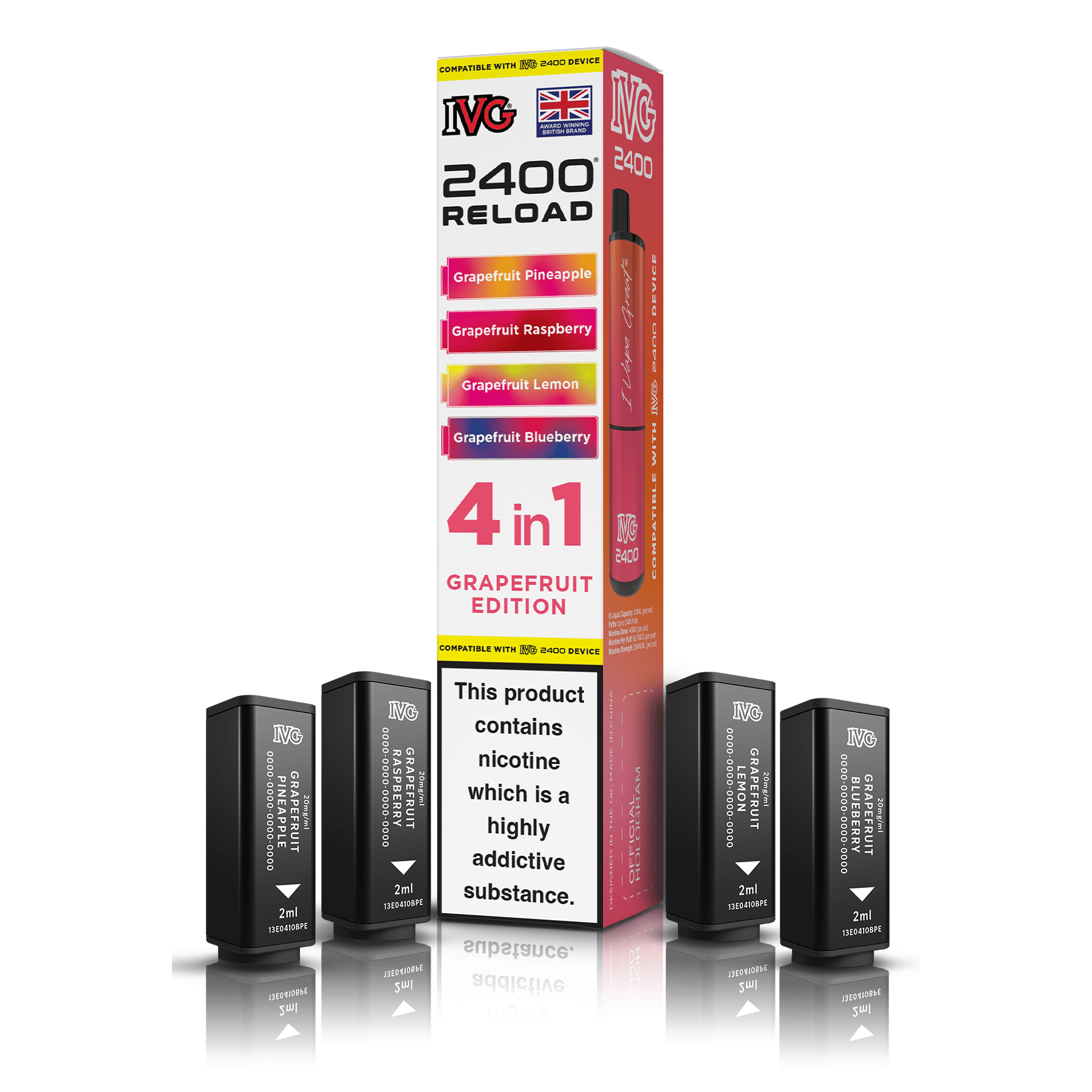 IVG 2400 4-in-1 Grapefruit Edition Reload Pods | Up to 2,400 Puffs IVG 2400 4-in-1 Grapefruit Edition Reload Pods | Up to 2,400 Puffs