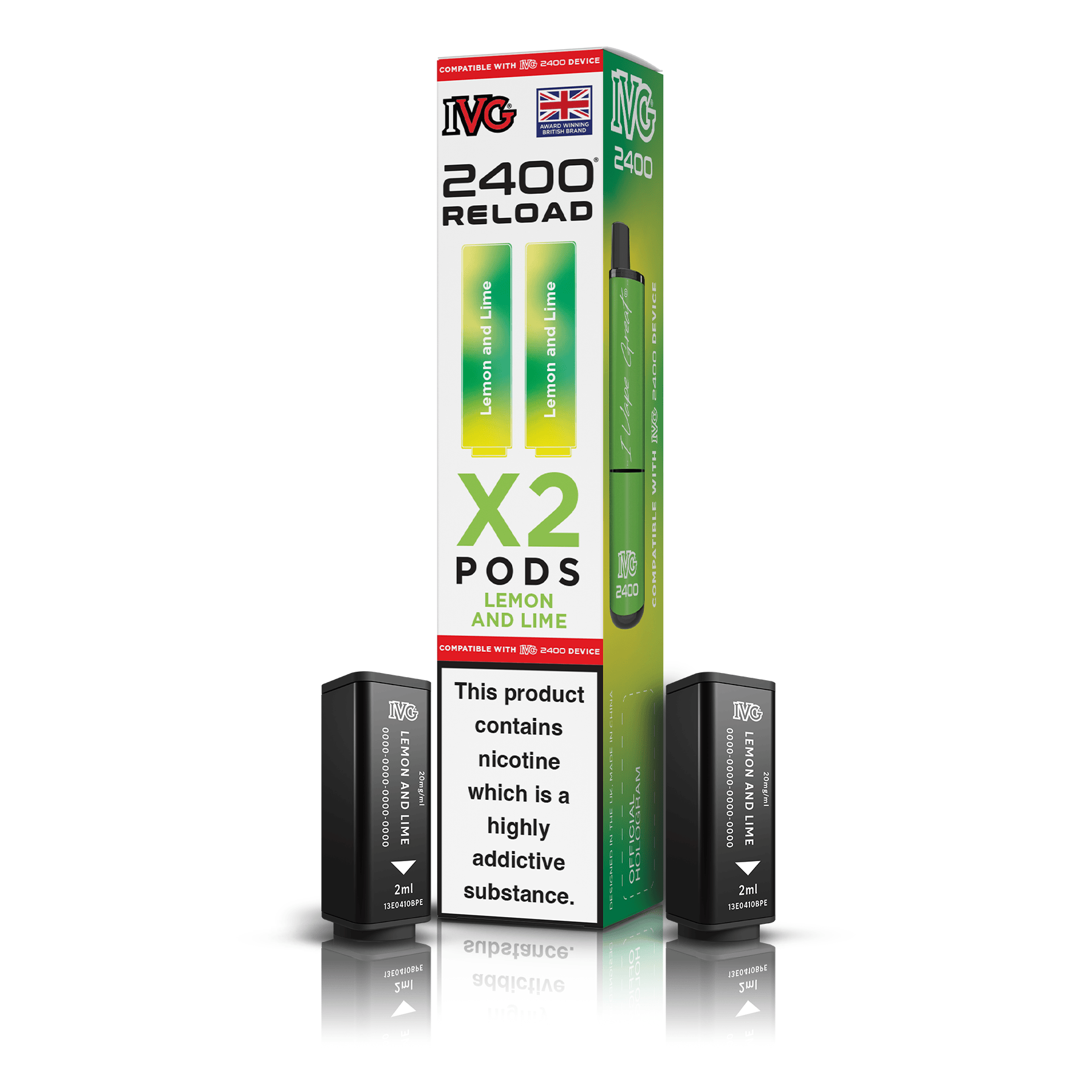 IVG 2400 Lemon Lime X2 Reload Pods | Up to 1200 Puffs IVG 2400 Lemon Lime X2 Reload Pods | Up to 1200 Puffs