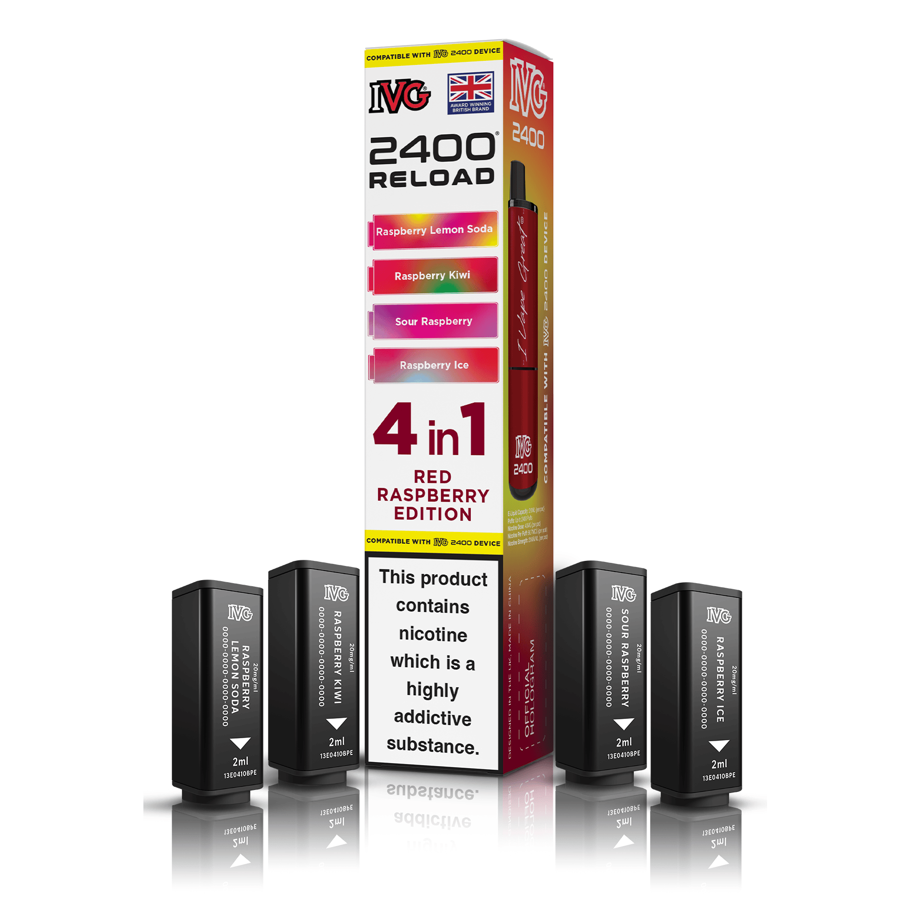IVG 2400 4-in-1 Red Raspberry Edition Reload Pods | Up to 2,400 Puffs IVG 2400 4-in-1 Red Raspberry Edition Reload Pods | Up to 2,400 Puffs