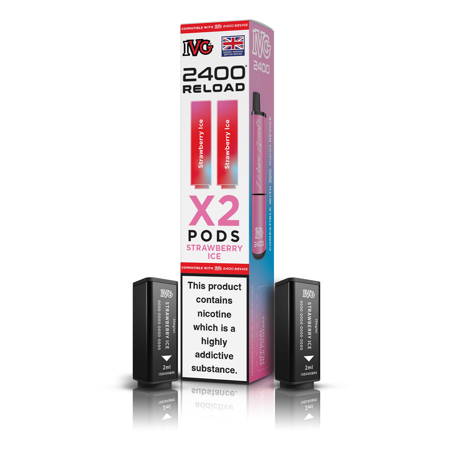 IVG 2400 Strawberry Ice X2 Reload Pods | Up to 1,200 Puffs IVG 2400 Strawberry Ice X2 Reload Pods | Up to 1,200 Puffs