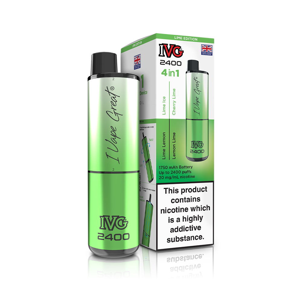 IVG 2400 4 in 1 Multi Flavour Lime Edition Vaporizers & Electronic Cigarettes IVG